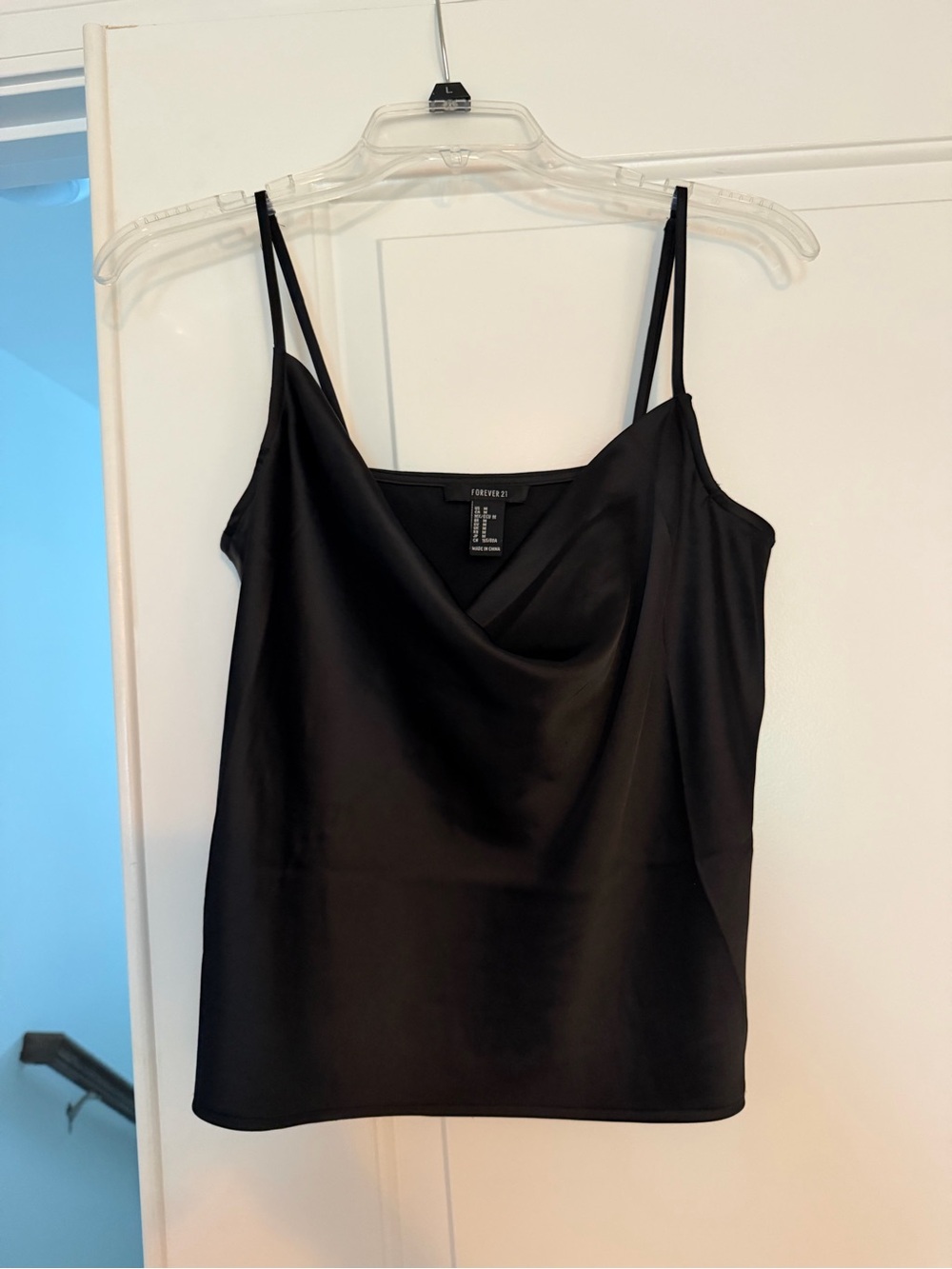 Forever 21 Black Satin Cowl Camisole Top
